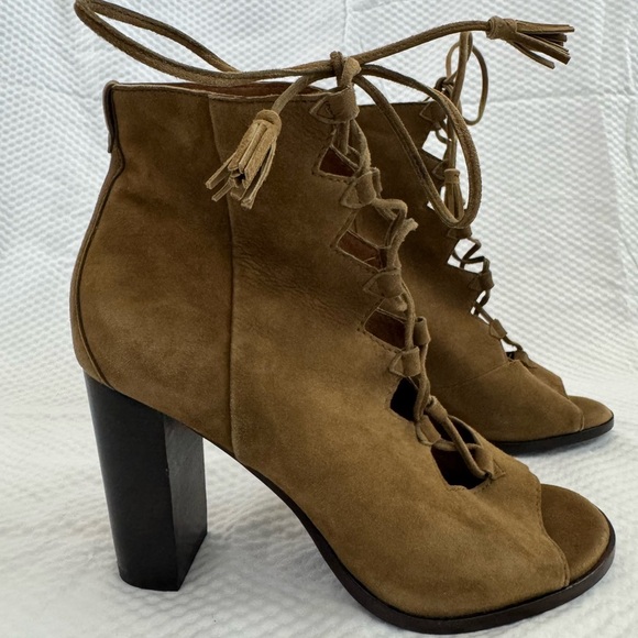 Frye Brown Lace-Up Heeled Boots Cottagecore Dark Academia Music Festival - Picture 2 of 10